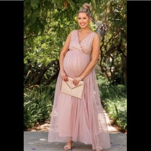Mauve Sequin tulle maternity dress